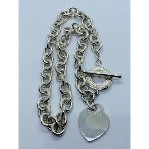 Tiffany & Co Sterling Silver Toggle Heart Tag Blank Heart Necklace 15.75"